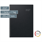 Buchkalender Mod. 787 2027 | A4, Kunststoff, schwarz