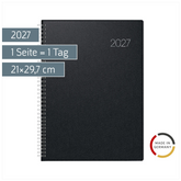 Buchkalender Mod. 787 2027 | A4, Kunststoff, schwarz