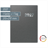 Buchkalender Mod. 789 2027 | A4, Kunststoff, grau