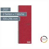 Vormerkbuch 2027 | 100×296 mm, Karton, rot