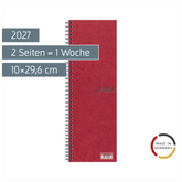 Vormerkbuch 2027 | 10×29,6 cm, Karton, rot