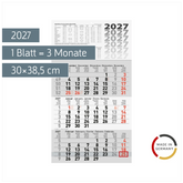 3-Monatskalender 2027 | 30×52 cm