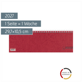 Querterminbuch 2027 | 29,7×10,5 cm, Karton, rot