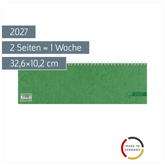 Querterminbuch 2027 | 32,6×10,2 cm, Karton, grün