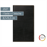 Taschenkalender Mod. TM 15 2027 | A6, Kunstleder, schwarz