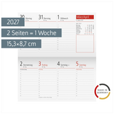 Wochen-Ersatzkalendarium TM 17/contacter 2027 | 15,3×8,7 cm, Karton, weiß