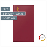 Taschenkalender Mod. TM 17/contacter 2027 | A6 quer, Kunststoff, bordeaux