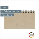 Taschenkalender Mod. TM 17/contacter 2027 | A6 quer, Kunstleder, grau