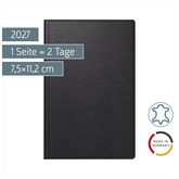 Taschenkalender Mod. Industrie II 2027 | A7, Leder, schwarz