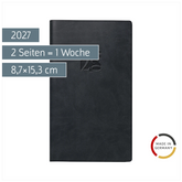 Taschenkalender Mod. Taschenplaner int. 2027 | A6, Kunstleder, schwarz