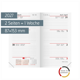 Wochen-Ersatzkalendarium Mod. Taschenplaner int. 2027 | 87×153 mm, Karton, weiß