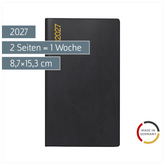 Taschenkalender Mod. Taschenplaner int. 2027 | A6, Kunststoff, schwarz