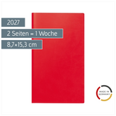 Taschenkalender Mod. Taschenplaner int. 2027 | A6, Kunstleder, rot
