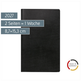 Taschenkalender Mod. Taschenplaner int. 2027 | A6, Kunstleder, schwarz