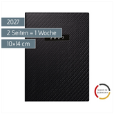 Taschenkalender Mod. perfect/Technik I 2027 „Carbon“ | A6, Kunstleder