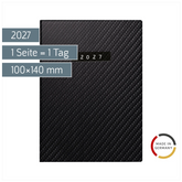 Taschenkalender Mod. Technik III 2027 „Carbon“ | A6, Kunstleder