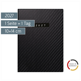Taschenkalender Mod. Technik III 2027 „Carbon“ | A6, Kunstleder