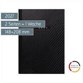 Buchkalender Mod. futura 2 2027 „Carbon“ | A5, Kunstleder