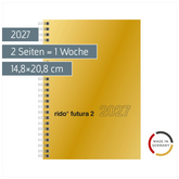 Buchkalender Mod. futura 2 2027 | A5, Karton, gold