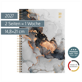 Buchkalender Premium Young Line 2027 „Marble“ | A5, Papier