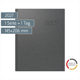 Buchkalender Mod. Chefplaner 2027 | A5, Kunststoff, grau