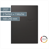 Buchkalender Mod. studioplan int. 2027 | 16,8×24 cm, Kunststoff, schwarz