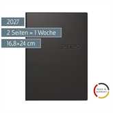 Buchkalender Mod. studioplan int. 2027 | 16,8×24 cm, Kunststoff, schwarz