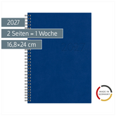 Buchkalender Mod. studioplan int. 2027 | 16,8×24 cm, Kunstleder, blau