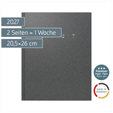 Buchkalender Premium Mod. Managerkalender TM 2027 | 20,5×26 cm, Kunststoff, grau