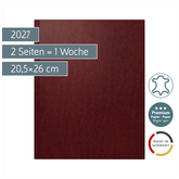 Buchkalender Premium Mod. Managerkalender TM 2027 | 20,5×26 cm, Leder, weinrot