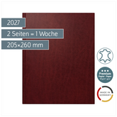 Buchkalender Premium Mod. Managerkalender TM 2027 | 205×260 mm, Leder, weinrot
