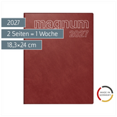 Buchkalender Mod. magnum 2027 | 18,3×24 cm, Kunststoff, weinrot