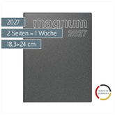 Buchkalender Mod. magnum 2027 | 18,3×24 cm, Kunststoff, grau
