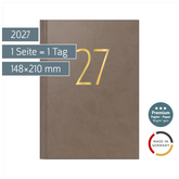 Buchkalender Premium Young Line 2027 „Browny“ | A5, Kunstleder