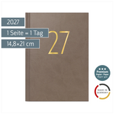 Buchkalender Premium Young Line 2027 „Browny“ | A5, Kunstleder