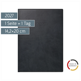 Buchkalender Mod. ROMA 1 2027 | A5, Kunstleder, schwarz