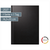 Buchkalender Mod. ROMA 1 2027 | A5, Kunststoff, schwarz
