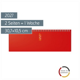 Querterminbuch Mod. ac-Wochenquerterminer 2027 | 30,7×10,5 cm, Kunststoff, rot