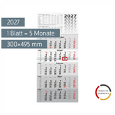 5-Monatskalender 2027 | grau, 300×630 mm