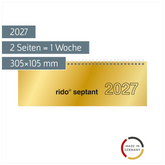 Querterminbuch Mod. septant 2027 | 305×105 mm, Karton, gold