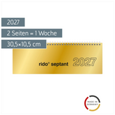 Querterminbuch Mod. septant 2027 | 30,5×10,5 cm, Karton, gold