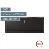 Querterminbuch Mod. septant 2027 | 305×105 mm, Kunststoff, schwarz