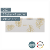 Querterminbuch Premium Young Line 2027 „Monstera“ | 29,7×10,5 cm, Papier