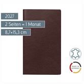 Taschenkalender Mod. TM 12 2027 | A6, Leder, weinrot
