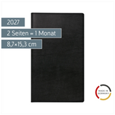Taschenkalender Mod. Miniplaner d 15 2027 | A6, Kunstleder, schwarz