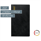Taschenkalender Mod. Miniplaner d 15 2027 | A6, Kunststoff, schwarz