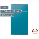 Taschenkalender Mod. Miniplaner d 15 2027 | A6, Kunststoff, petrol