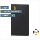 Taschenkalender Mod. Miniplaner d 15 2027 | A6, Kunststoff, schwarz