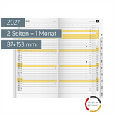 Monats-Ersatzkalendarium Mod. M-Planer 2027 | 87×153 mm, Karton, weiß