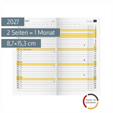 Monats-Ersatzkalendarium Mod. M-Planer 2027 | 8,7×15,3 cm, Karton, weiß